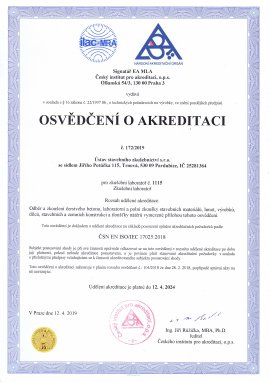 Osvědčení o akreditaci